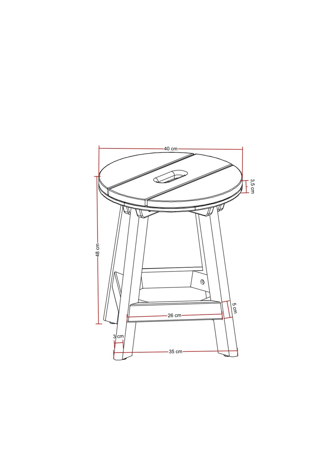 Hocker SPA & LIVING Maßblatt