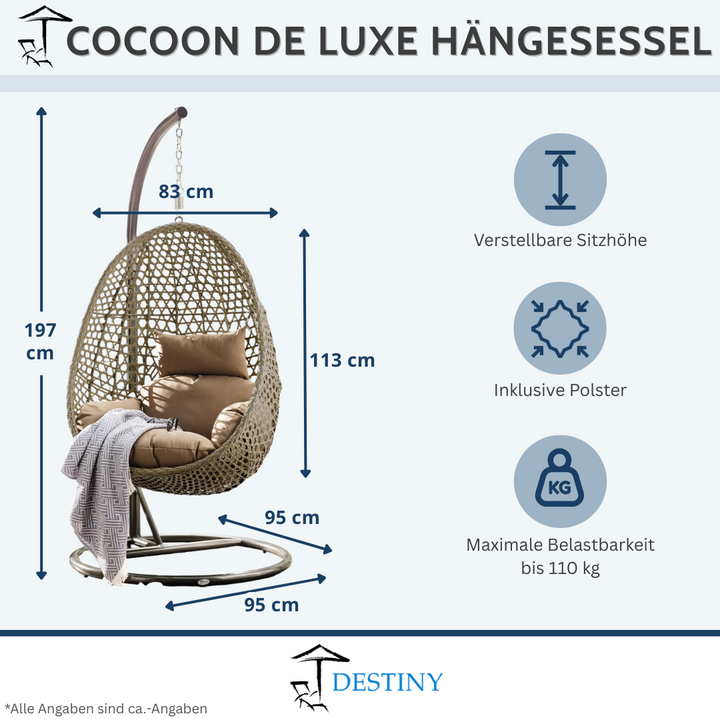 Hängesessel COCOON DE LUXE + gratis Schutzhülle