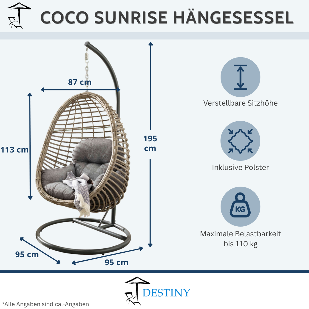 Hängesessel COCO SUNRISE + gratis Schutzhülle
