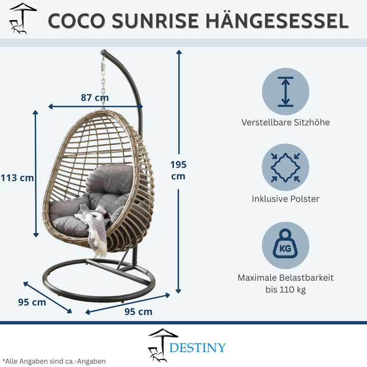 Hängesessel COCO SUNRISE + gratis Schutzhülle