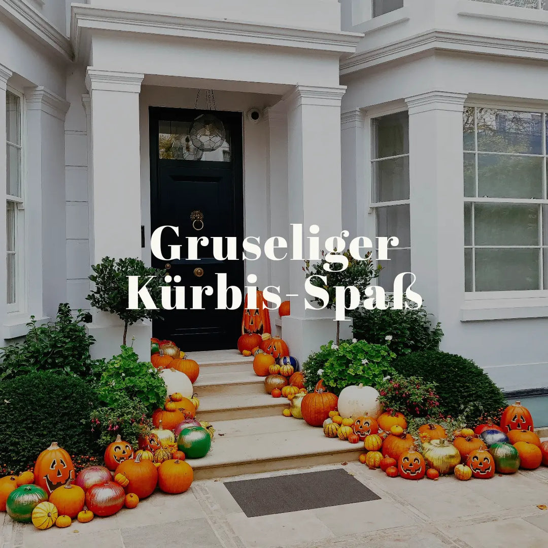 Kürbisse vor Haustür