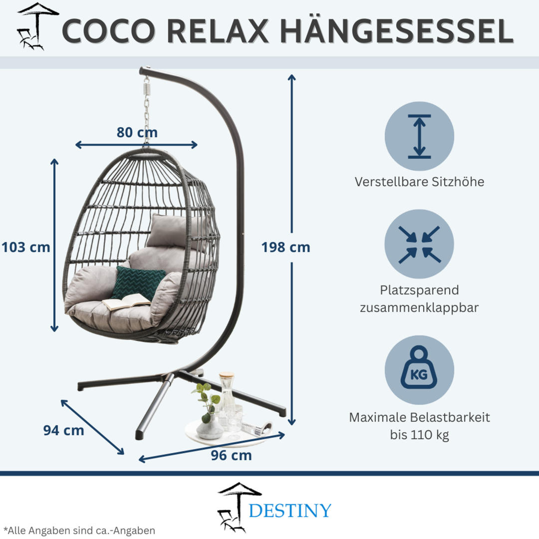 Hängesessel COCO RELAX + gratis Schutzhülle