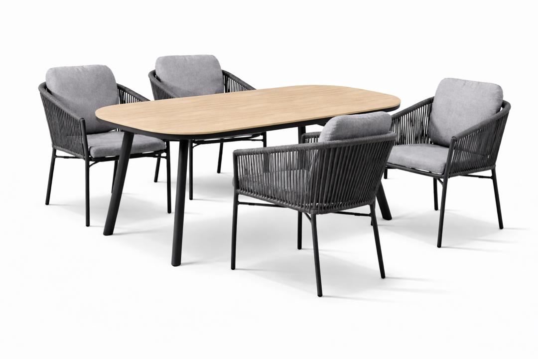 LUCCA SAN MARINO Essgruppe halboval holzfarben Freisteller