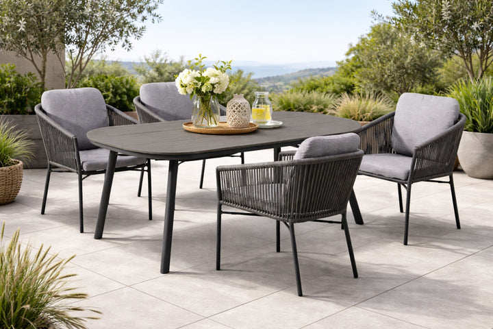 Lucca San Marino Sitzgruppe halboval anthrazit Außenbereich