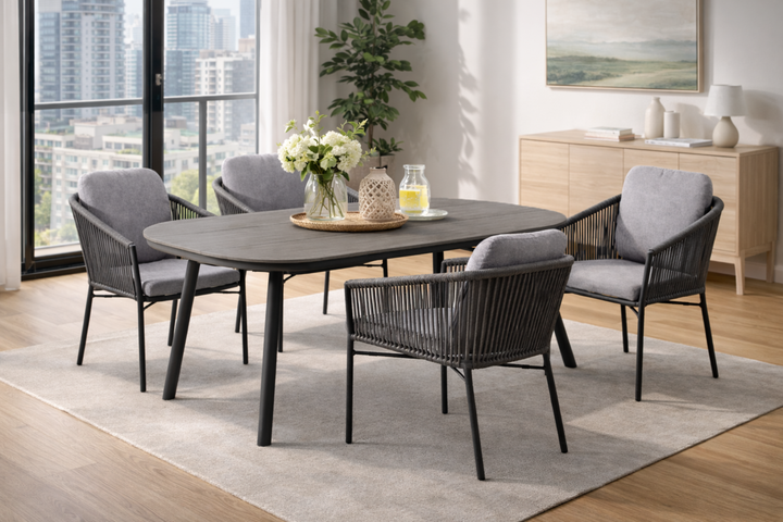 Lucca San Marino Sitzgruppe halboval anthrazit Innenbereich