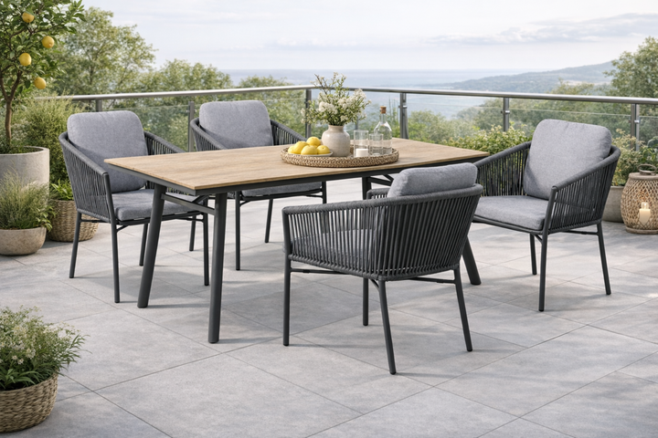 LUCCA SAN MARINO Essgruppe rechteckig holzfarben Außenbereich