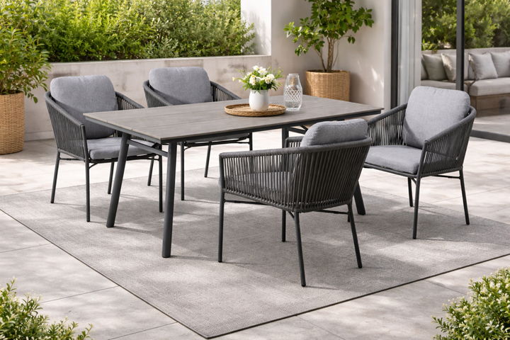 LUCCA SAN MARINO Essgruppe rechteckig anthrazit Außenbereich