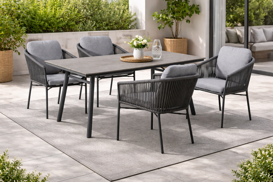 LUCCA SAN MARINO Essgruppe rechteckig anthrazit Außenbereich