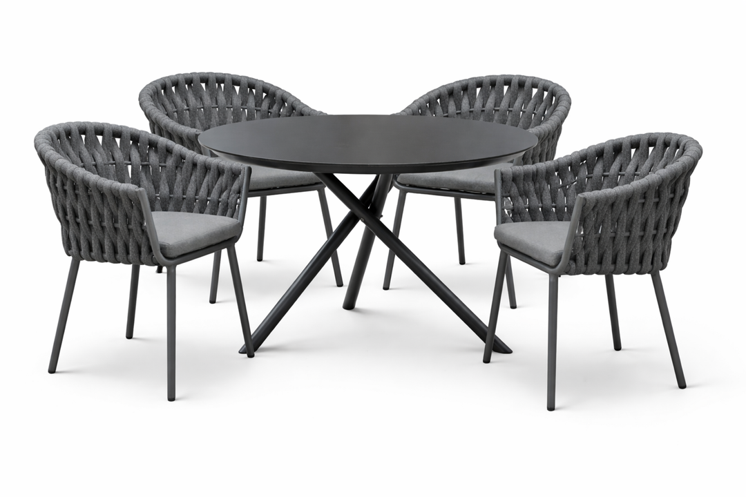 Sitzgruppe MOLINO mit rundem Esstisch BARLETTA (4 Personen)