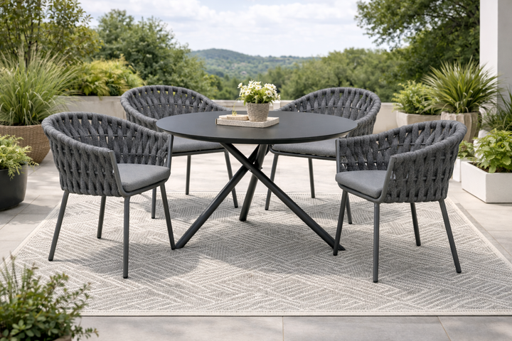 Sitzgruppe MOLINO mit rundem Esstisch BARLETTA (4 Personen)