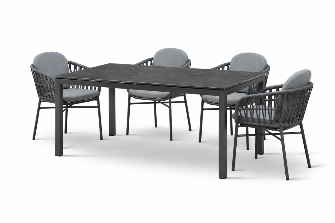 Sitzgruppe COMO mit rechteckigem Esstisch CREMONA (4 Personen)