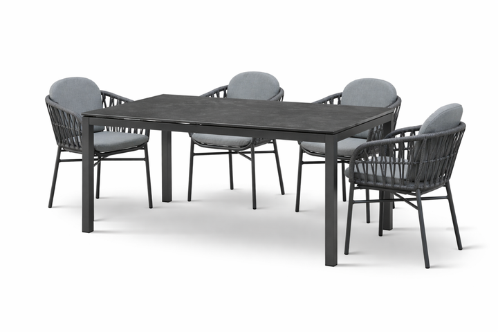 Sitzgruppe COMO mit rechteckigem Esstisch CREMONA (4 Personen)