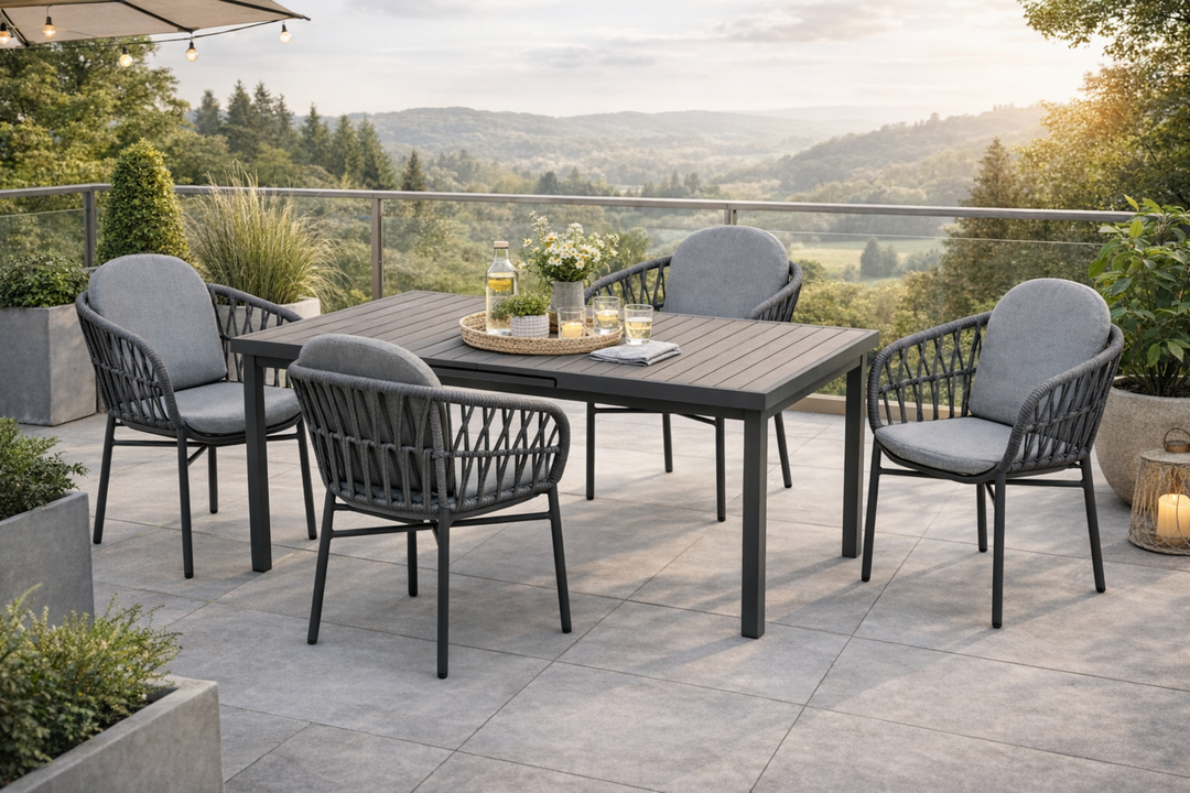 Destiny Sitzgruppe COMO mit ausziehbarem Esstisch IMOLA 165/215x100x75cm (4 Personen) –