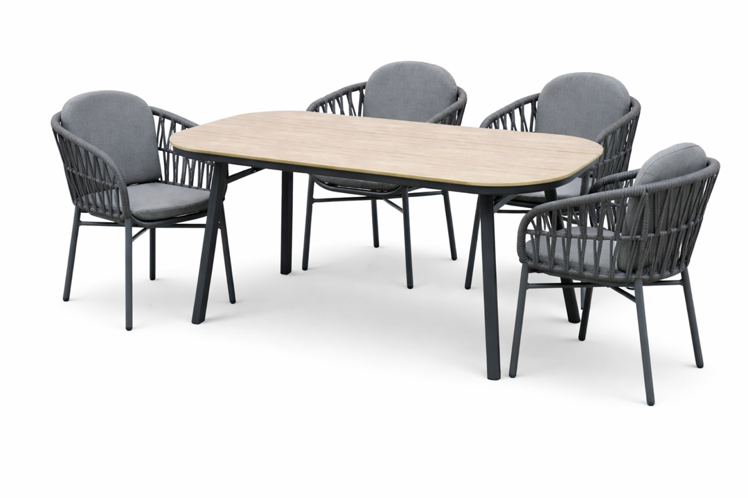 COMO SAN MARINO Essgruppe holzfarben halboval Freisteller