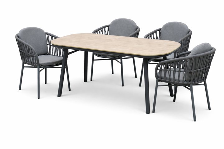 COMO SAN MARINO Essgruppe holzfarben halboval Freisteller