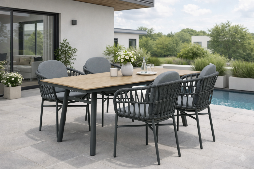 COMO SAN MARINO Essgruppe holzfarben rechteckig Außenbereich