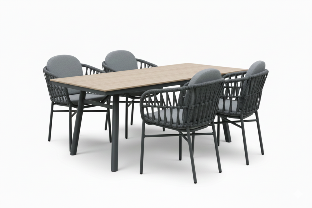 COMO SAN MARINO Essgruppe holzfarben rechteckig Freisteller