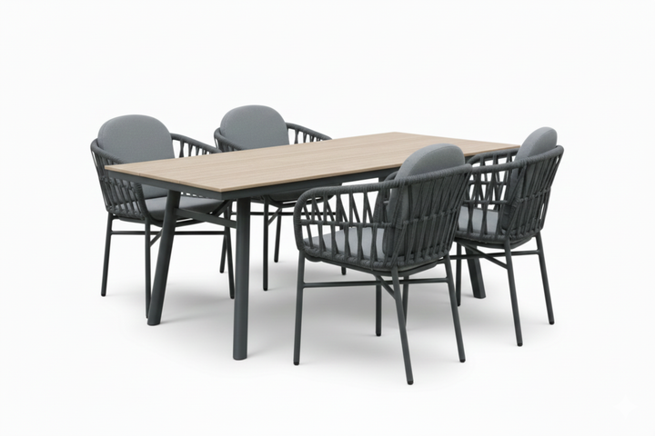 COMO SAN MARINO Essgruppe holzfarben rechteckig Freisteller