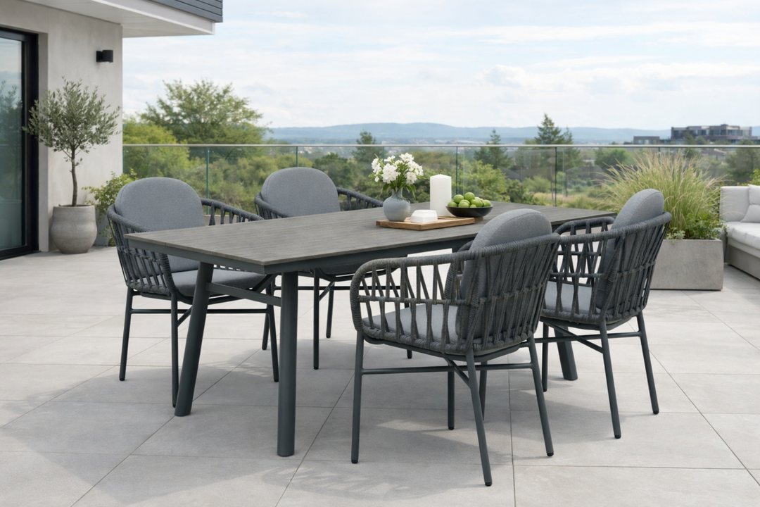 COMO SAN MARINO Essgruppe anthrazit rechteckig Außenbereich