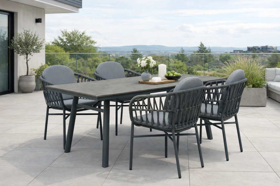 COMO SAN MARINO Essgruppe anthrazit rechteckig Außenbereich