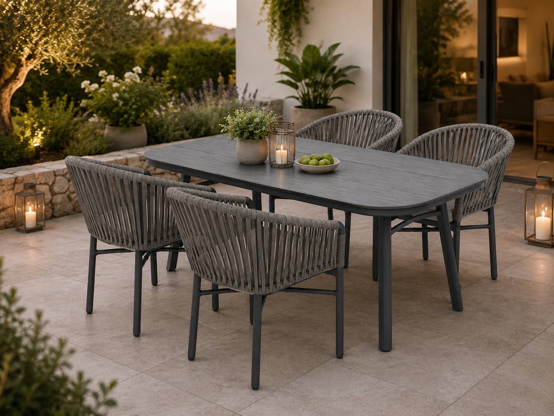 Torno San Marino Essgruppe grau halboval outdoor
