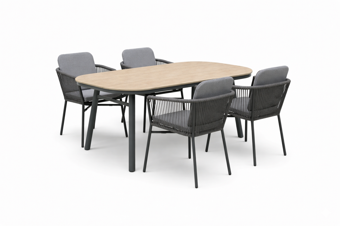 LIMONE SAN MARINO Essgruppe holzfarben halboval Freisteller