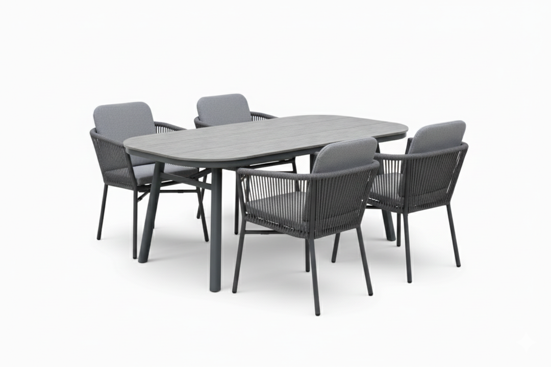 LIMONE SAN MARINO Essgruppe anthrazit halboval Freisteller