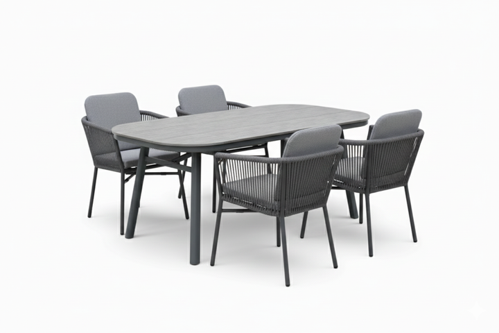 LIMONE SAN MARINO Essgruppe anthrazit halboval Freisteller