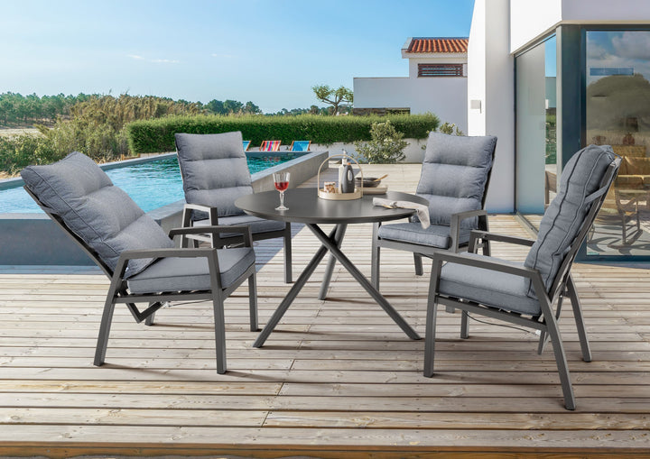 Sitzgruppe GARDA mit rundem Esstisch BARLETTA (4 Personen)