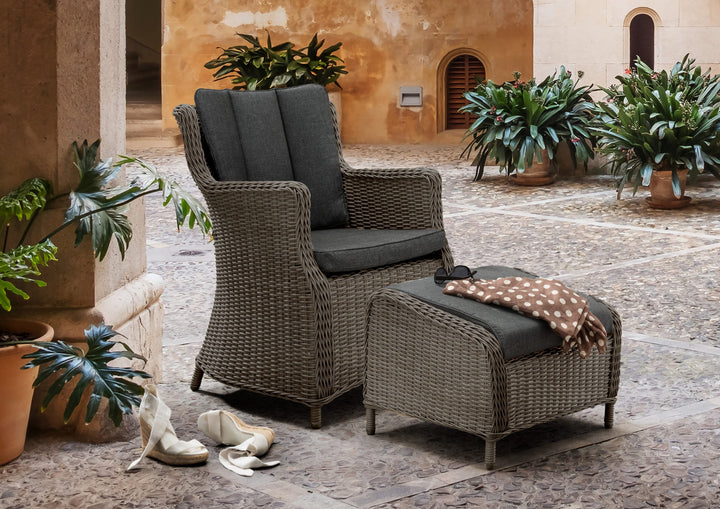 Balkonset LUNA mit Fußhocker CASA vintage grau