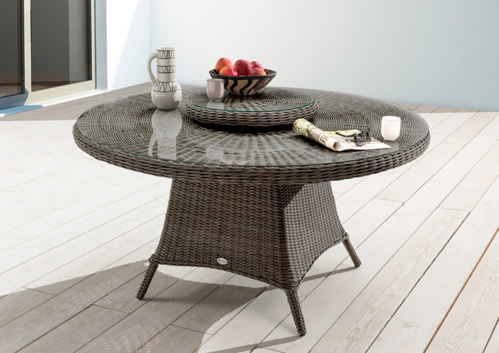 Tisch LUNA (rund, Ø150cm) mit Drehteller vintage grau