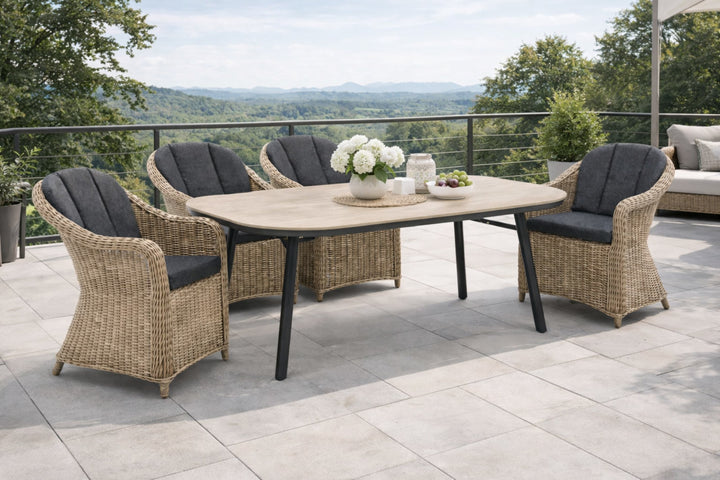 MALAGA SAN MARINO Essgruppe halboval holzfarben Außenbereich