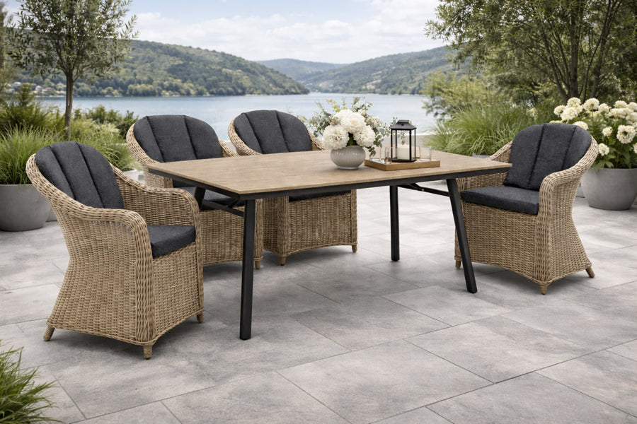 MALAGA SAN MARINO Essgruppe holzfarben rechteckig Außenbereich