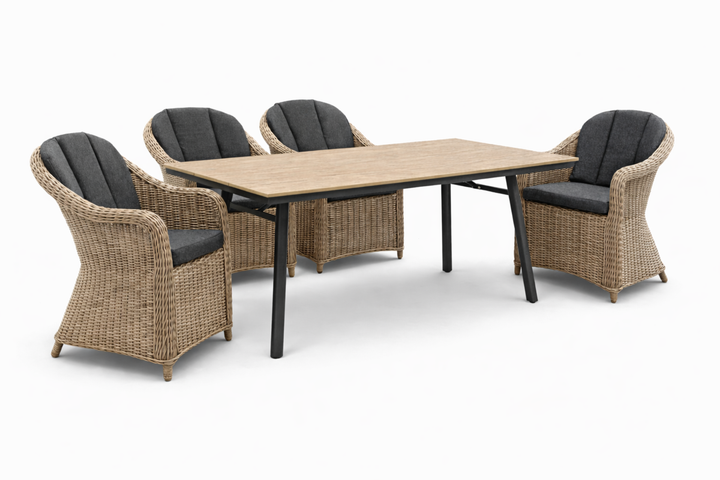 MALAGA SAN MARINO Essgruppe holzfarben rechteckig Freisteller