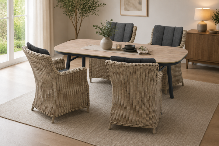 Luna San Marino Essgruppe oval holzfarben indoor