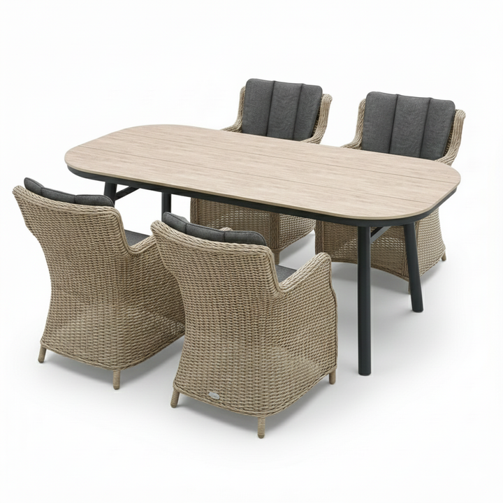 LUNA SAN MARINO Essgruppe halboval holzfarben Freisteller 2