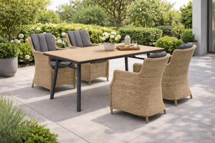 LUNA SAN MARINO Essgruppe rechteckig holzfarben Außenbereich