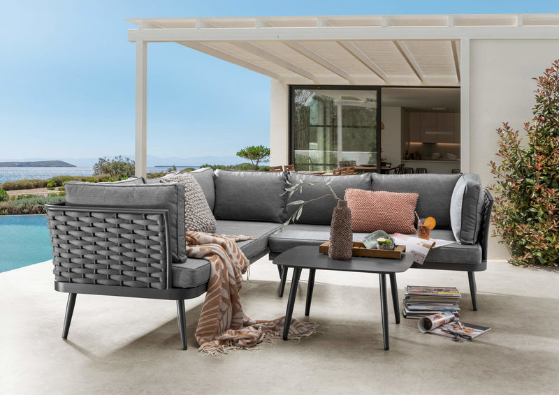 Rimini Ecklounge aus Ropegeflecht in anthrazit Destiny