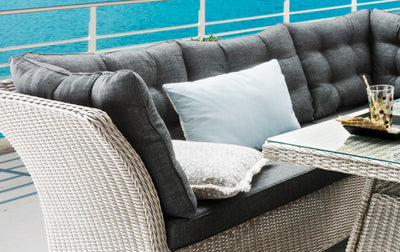 Unsere Loungegruppe PALMA mit 2 LUNA Sessel Kissen