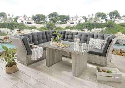 Unsere Loungegruppe PALMA DE LUXE mit Esstisch Outdoor