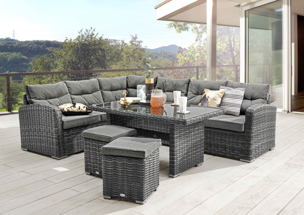 Loungegruppe SANTA PONSA mit Esstisch grau meliert 